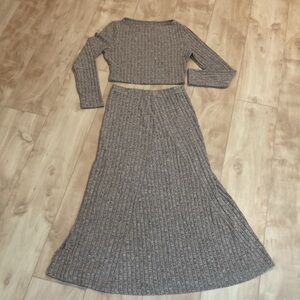 2 piece ribbed skirt set